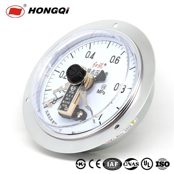 380V Electric Contact C Type Bourdon Tube Pressure Meter